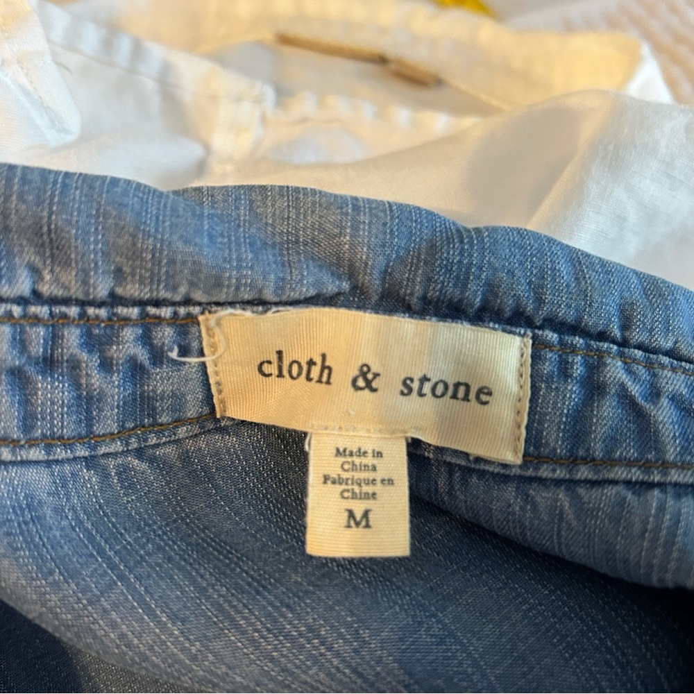 Cloth and Stone Chambray Tunic Boho tie up, long sleeve top Anthropologie, Med - Picture 10 of 11